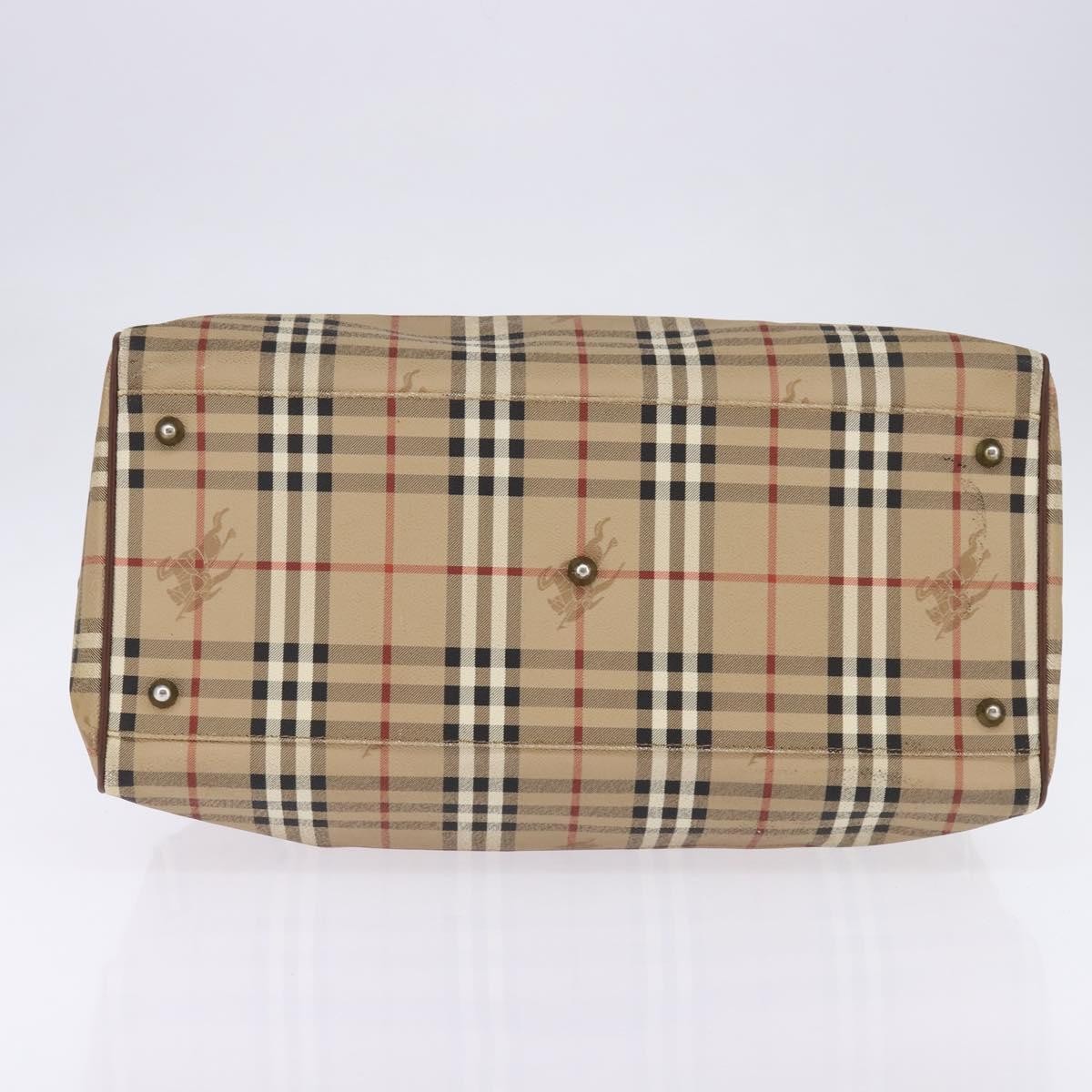 Burberrys Burberrys Nova Check Boston Bag PVC Beige Gold Authentic gh919