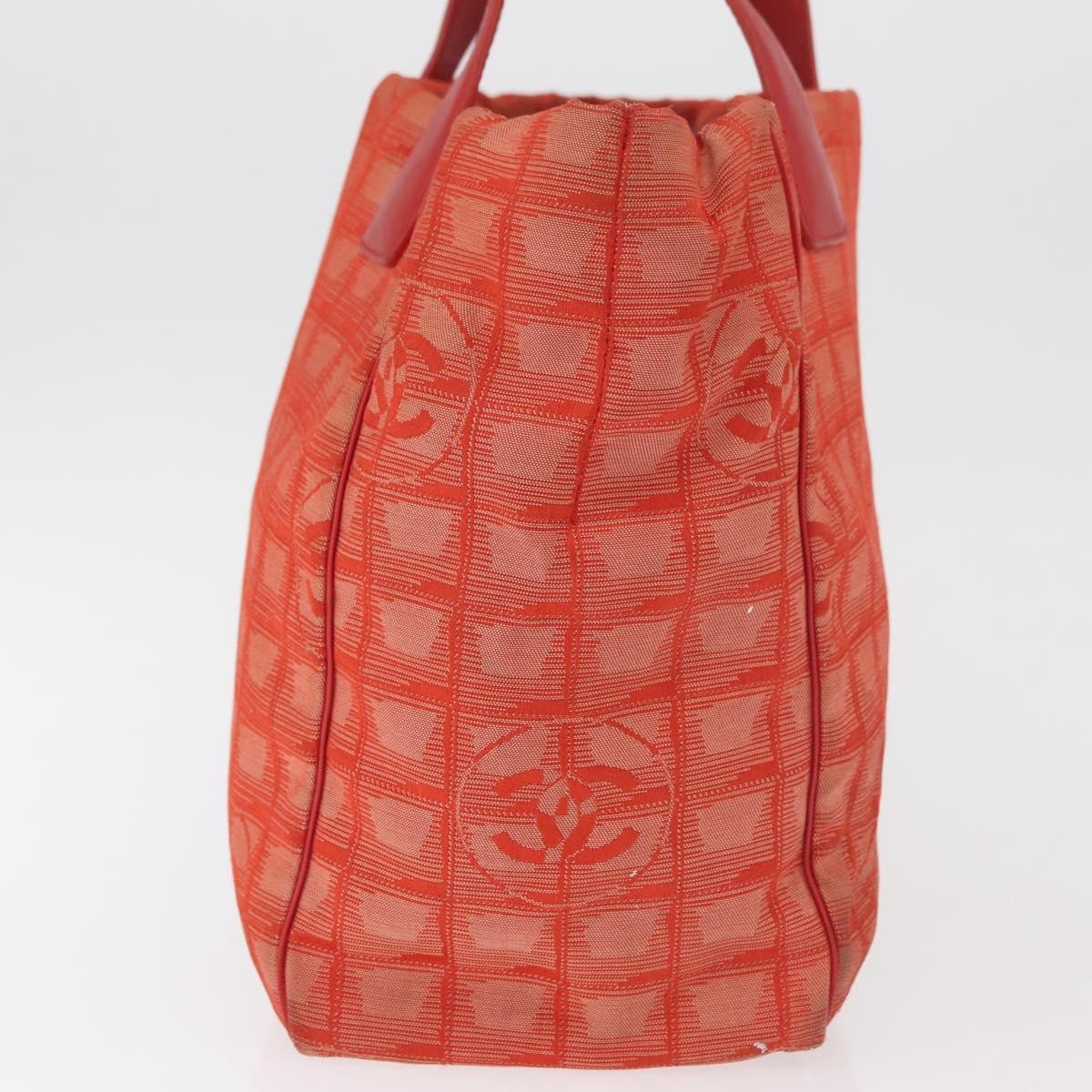 Chanel CHANEL New Travel Line Tote Bag Nylon Red Silver CC Authentic BA12813