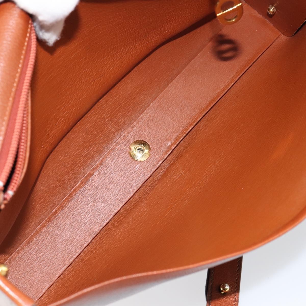 Dior Christian Dior Shoulder Bag Leather Brown Gold Authentic hk3117