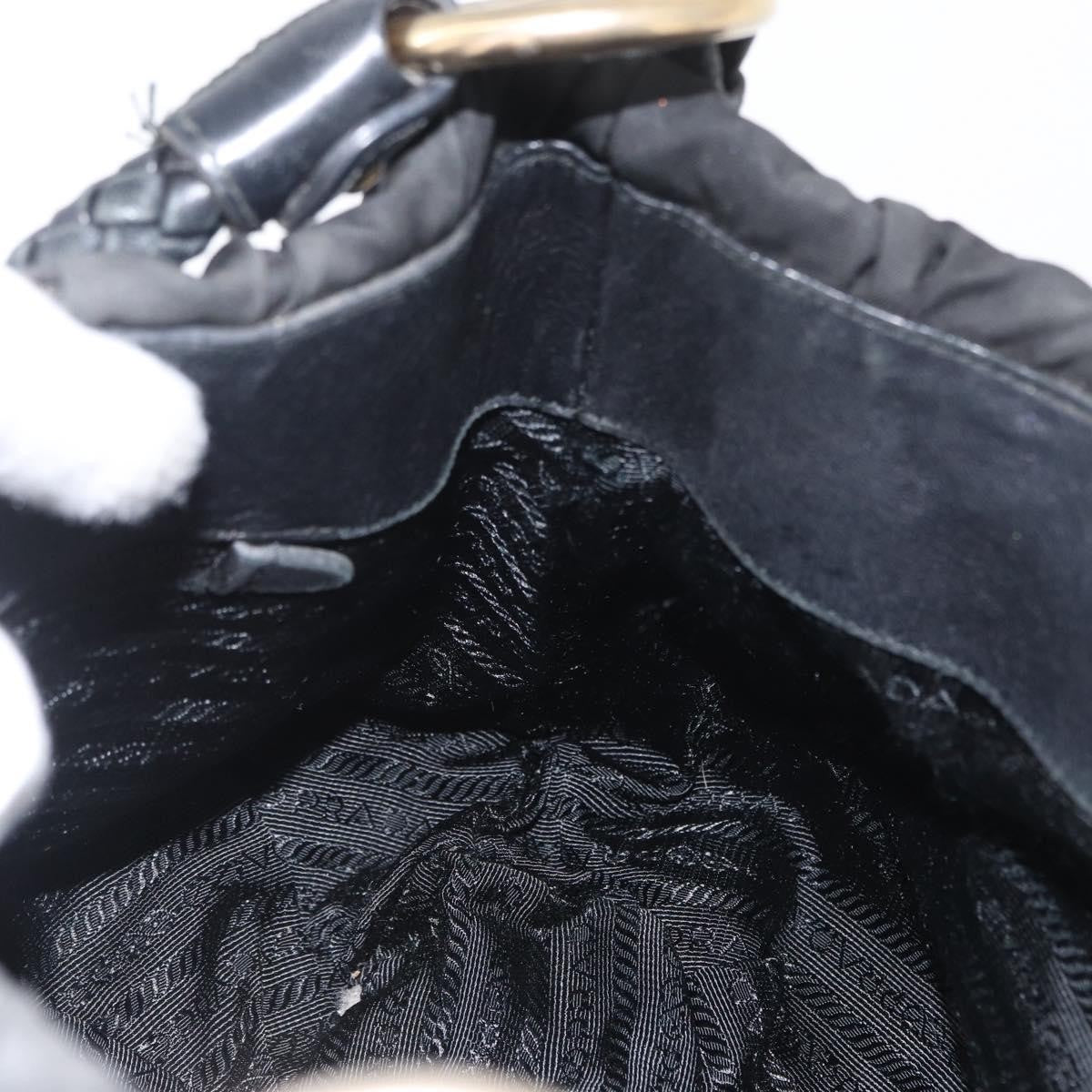 Prada PRADA Hand Bag Nylon Black Gold Authentic 172825