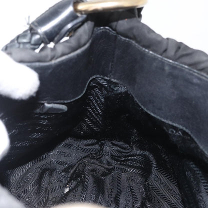 Prada PRADA Hand Bag Nylon Black Gold Authentic 172825