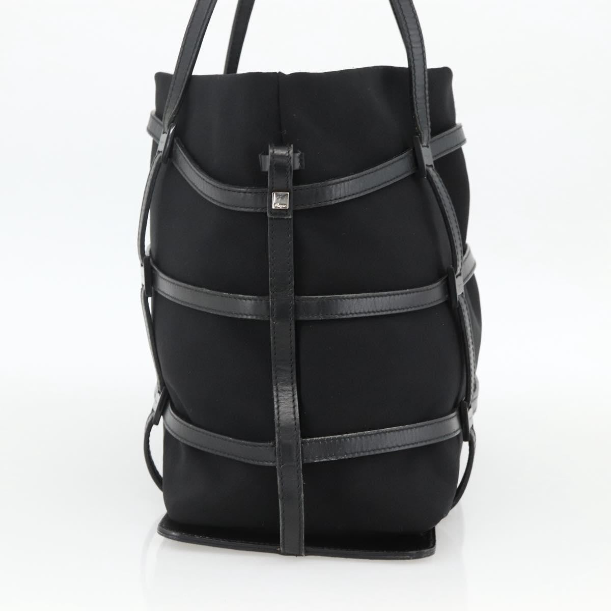Salvatore Ferragamo Salvatore Ferragamo Tote Bag Nylon Black Silver Authentic ka3842