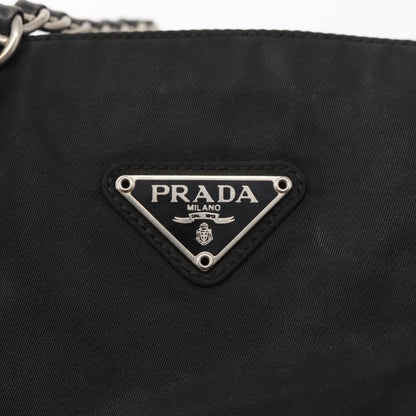 Prada PRADA Chain Shoulder Bag Nylon Black Silver Authentic 153059