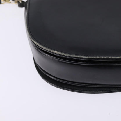 Celine CELINE Horse Carriage Shoulder Bag Leather Navy Gold Authentic BA6372