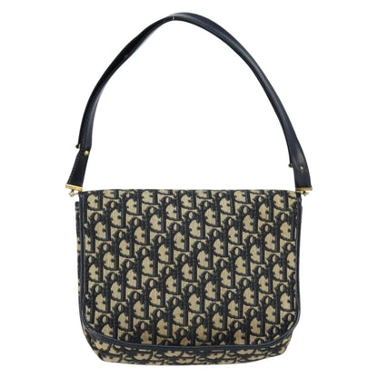 Dior Christian Dior Trotter Canvas Shoulder Bag Navy Gold Authentic gh1790