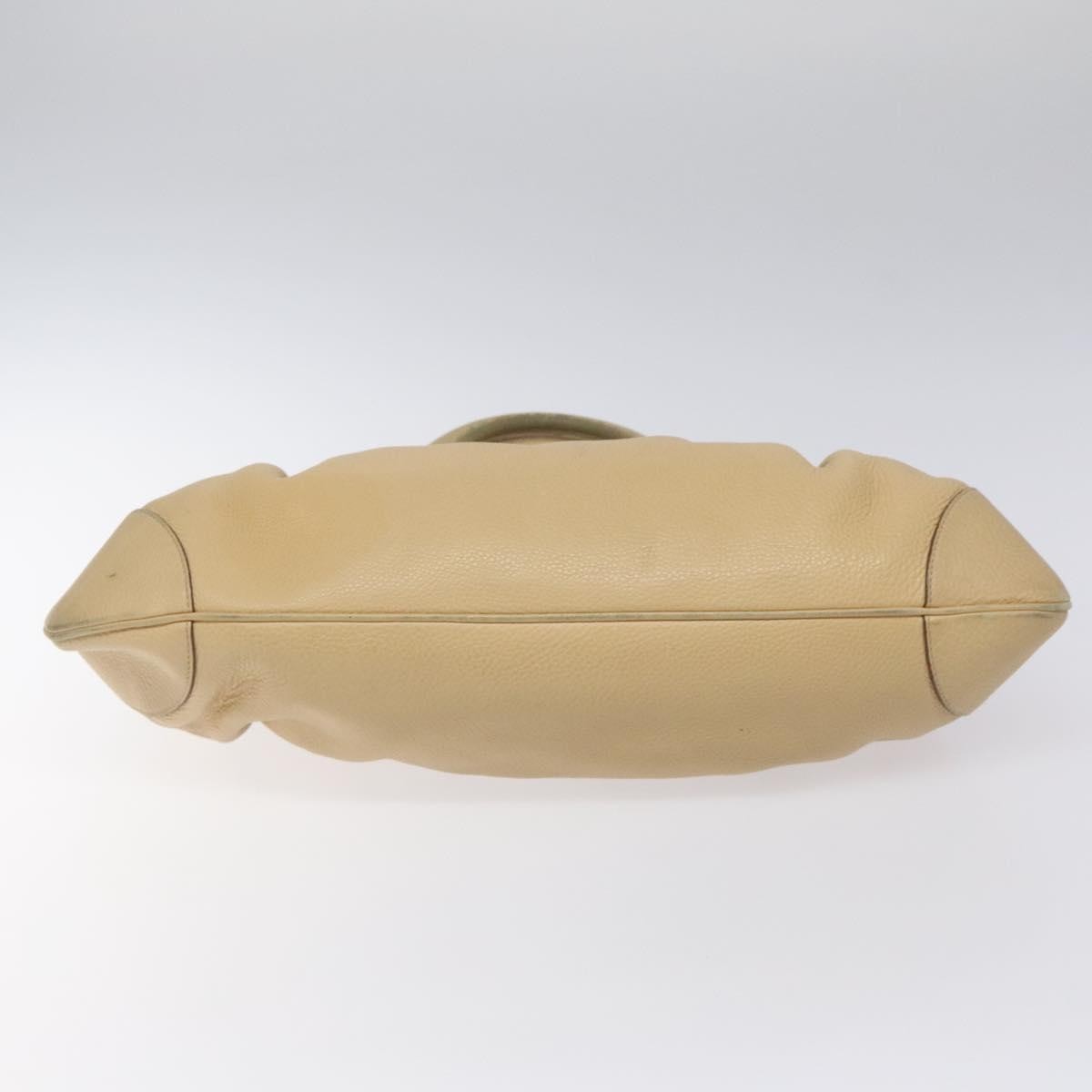 Salvatore Ferragamo Salvatore Ferragamo Gancini Shoulder Bag Leather Beige Silver Authentic EC551