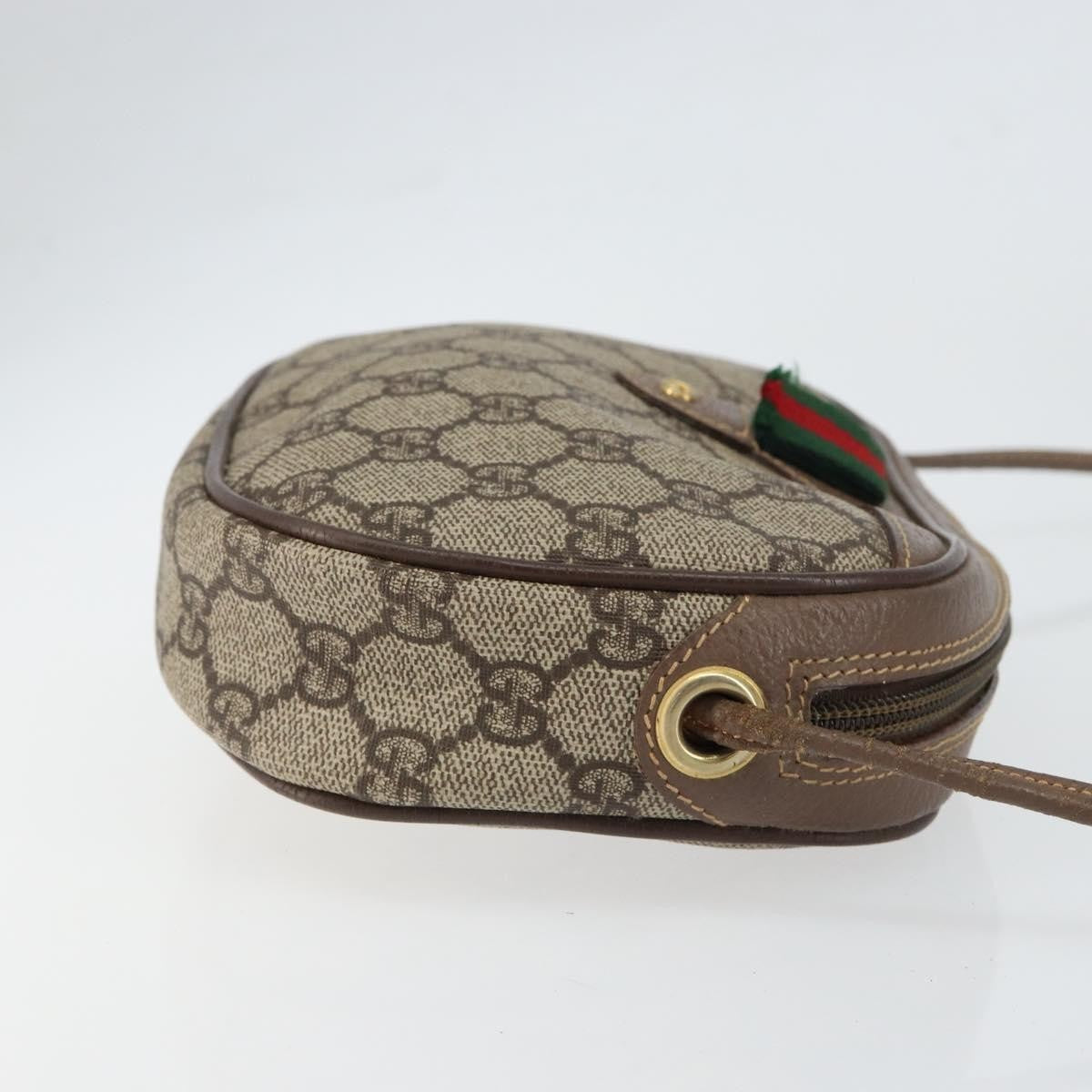 Gucci GUCCI GG Supreme Web Sherry Line Bag PVC Beige Gold 007 58 6112 4023 Authentic 150125