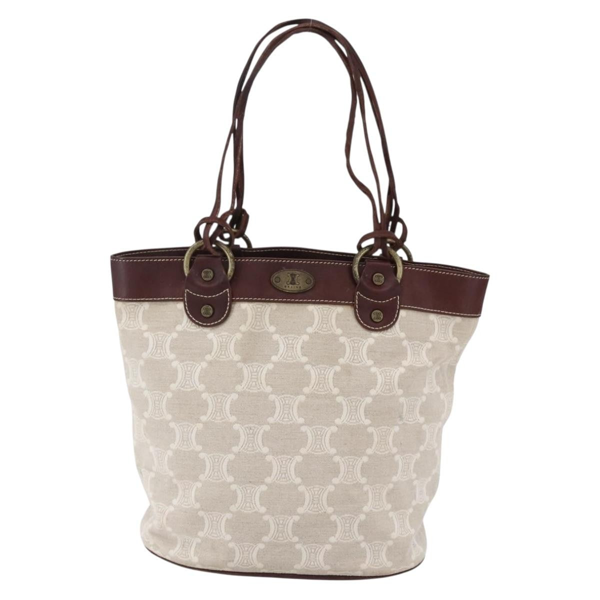 Celine CELINE Macadam Canvas Tote Bag Beige Authentic bs30631
