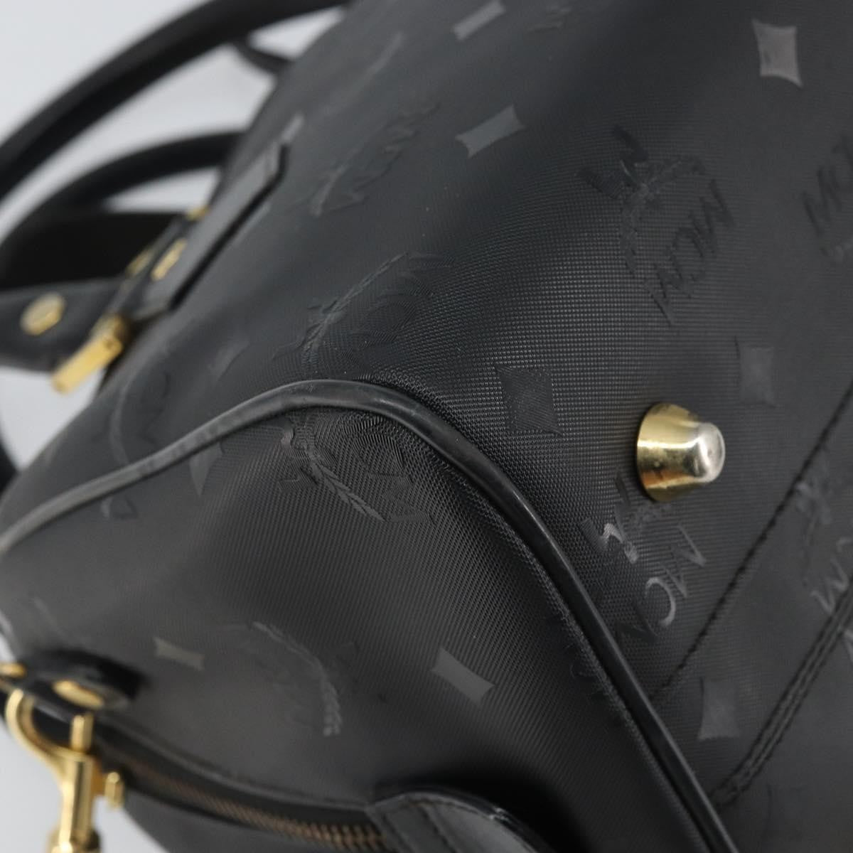 MCM MCM Vicetos Logogram Hand Bag PVC 2way Black Gold Authentic 160735