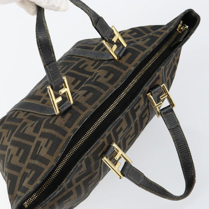 Fendi FENDI Zucca Canvas Hand Bag Brown Black gold Authentic 146809