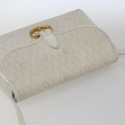 Dior Christian Dior Honeycomb Canvas Shoulder Bag PVC White Gold Authentic 170899