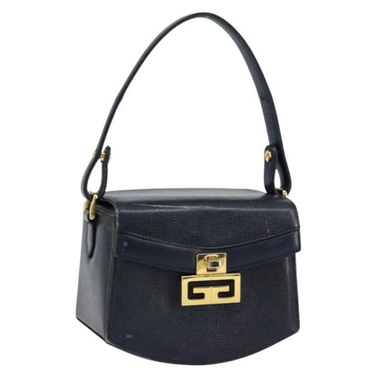 Givenchy GIVENCHY Hand Bag Leather Navy Gold Authentic SW1855