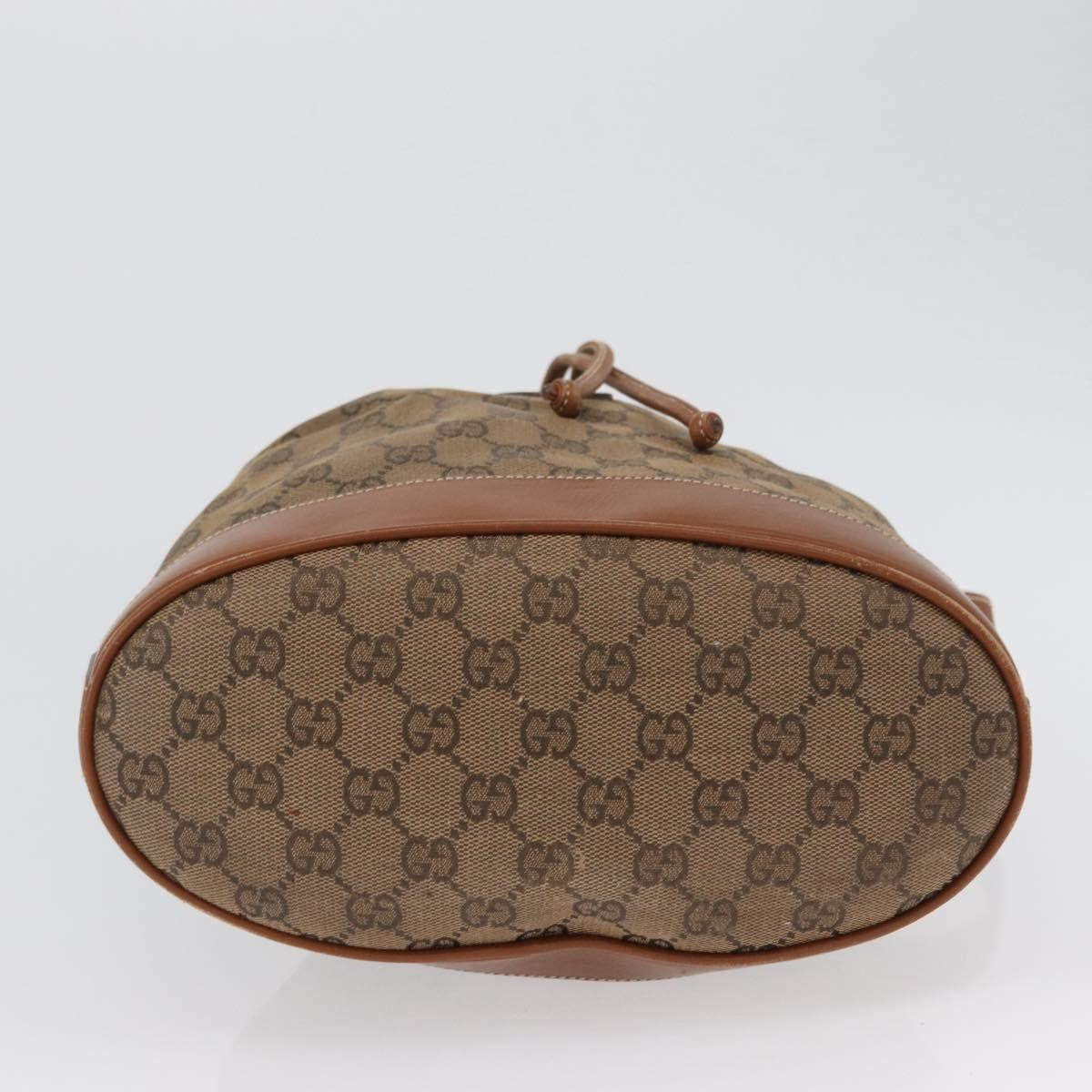 Gucci GUCCI GG Canvas Shoulder Bag Beige Gold Authentic BA10397