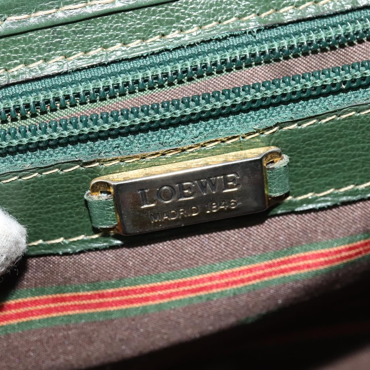 Loewe LOEWE Velazquez Hand Bag Leather 2way Green Gold Authentic ep10716