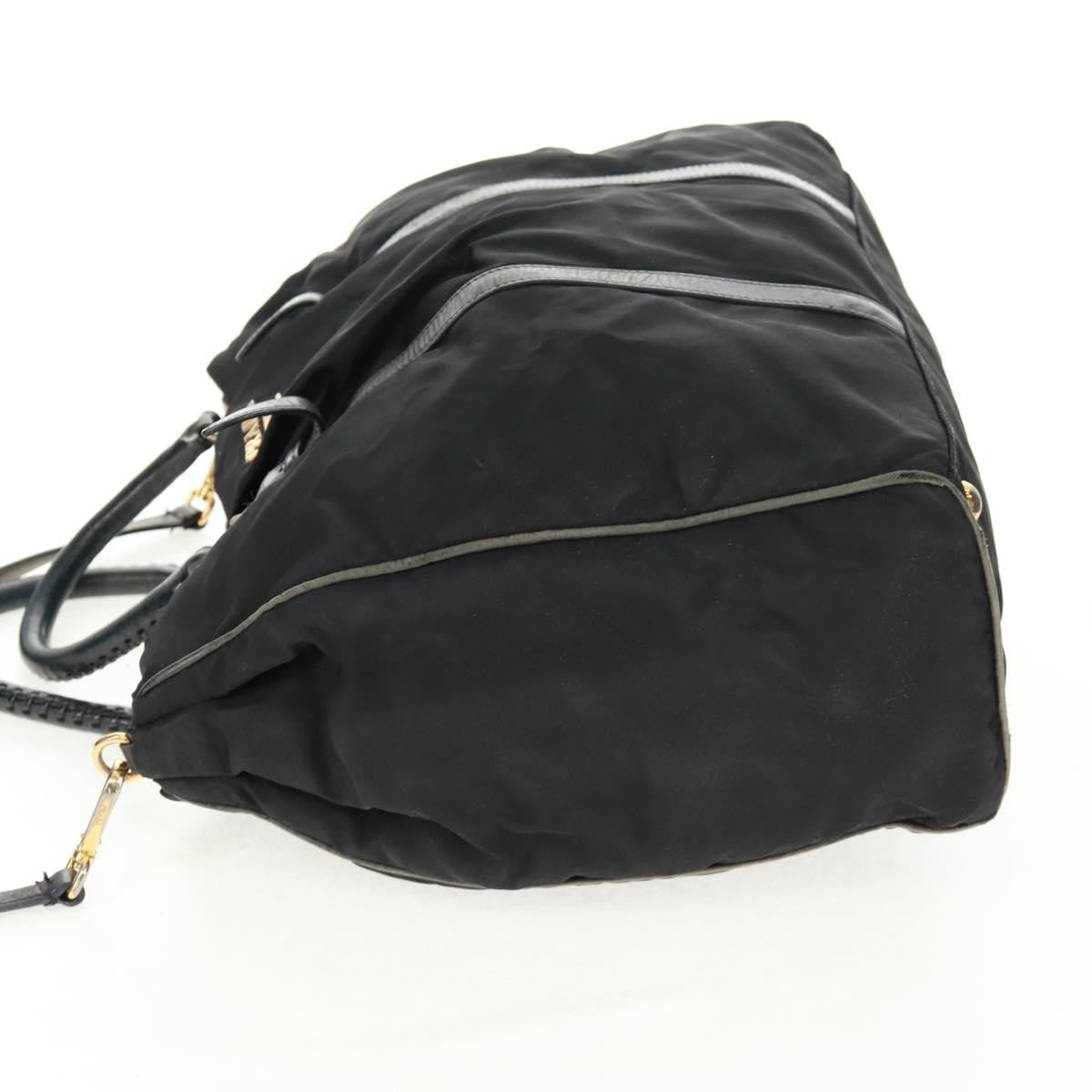 Prada PRADA Hand Bag Nylon 2way Black Gold Authentic 160520