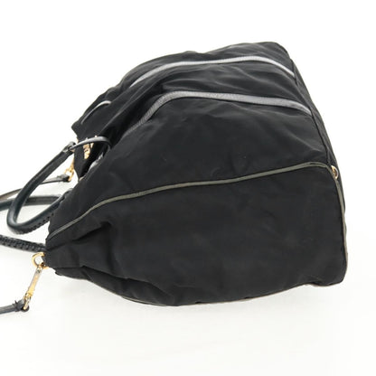 Prada PRADA Hand Bag Nylon 2way Black Gold Authentic 160520
