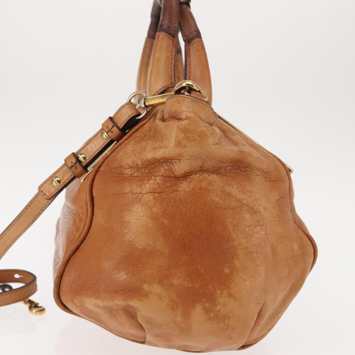 Chloé Chloé Chloe Etel Hand Bag Leather 2way Beige Gold Authentic fm4883