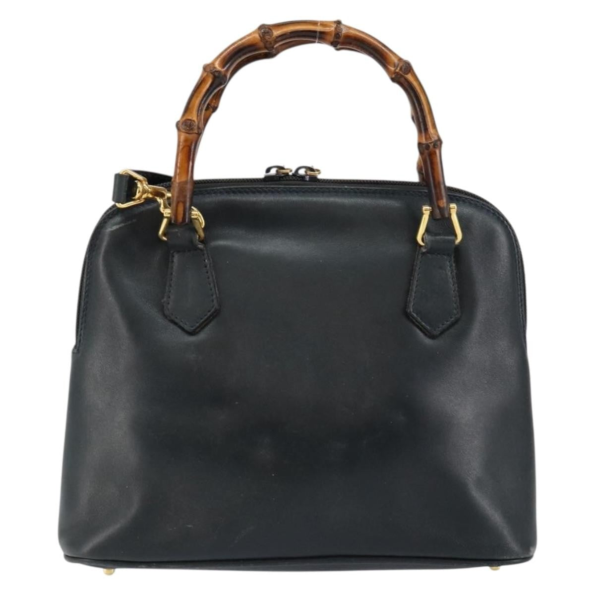 Gucci GUCCI Bamboo Hand Bag Leather 2way Navy Gold 000 2058 0290 0 Authentic 145765
