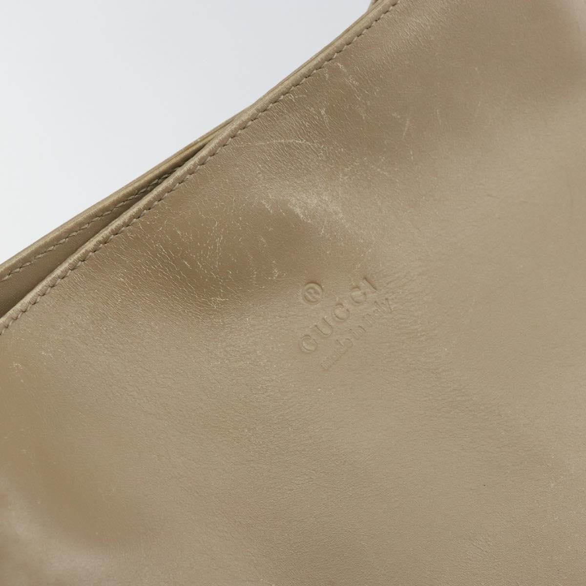 Gucci GUCCI Shoulder Bag Leather Beige Silver 001 3167 Authentic 151609