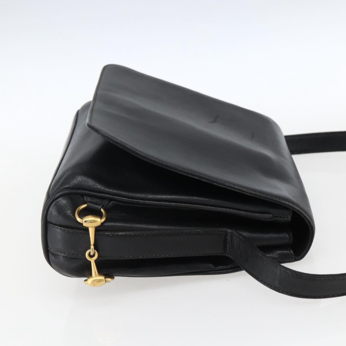 Gucci GUCCI Shoulder Bag Leather Black Silver 001 2214 Authentic ep13226
