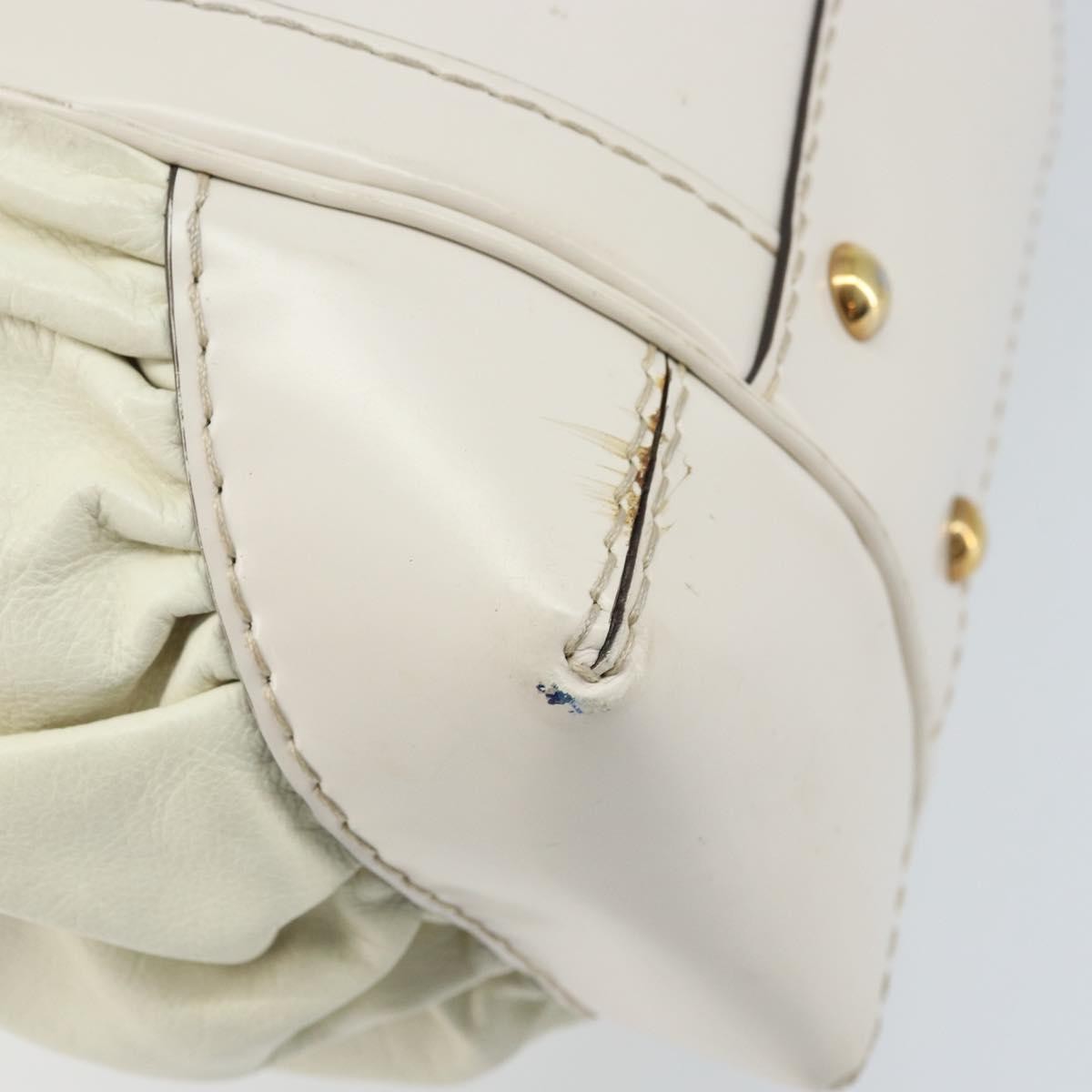 Gucci GUCCI Hand Bag Leather White Gold 189883 Authentic ka2690
