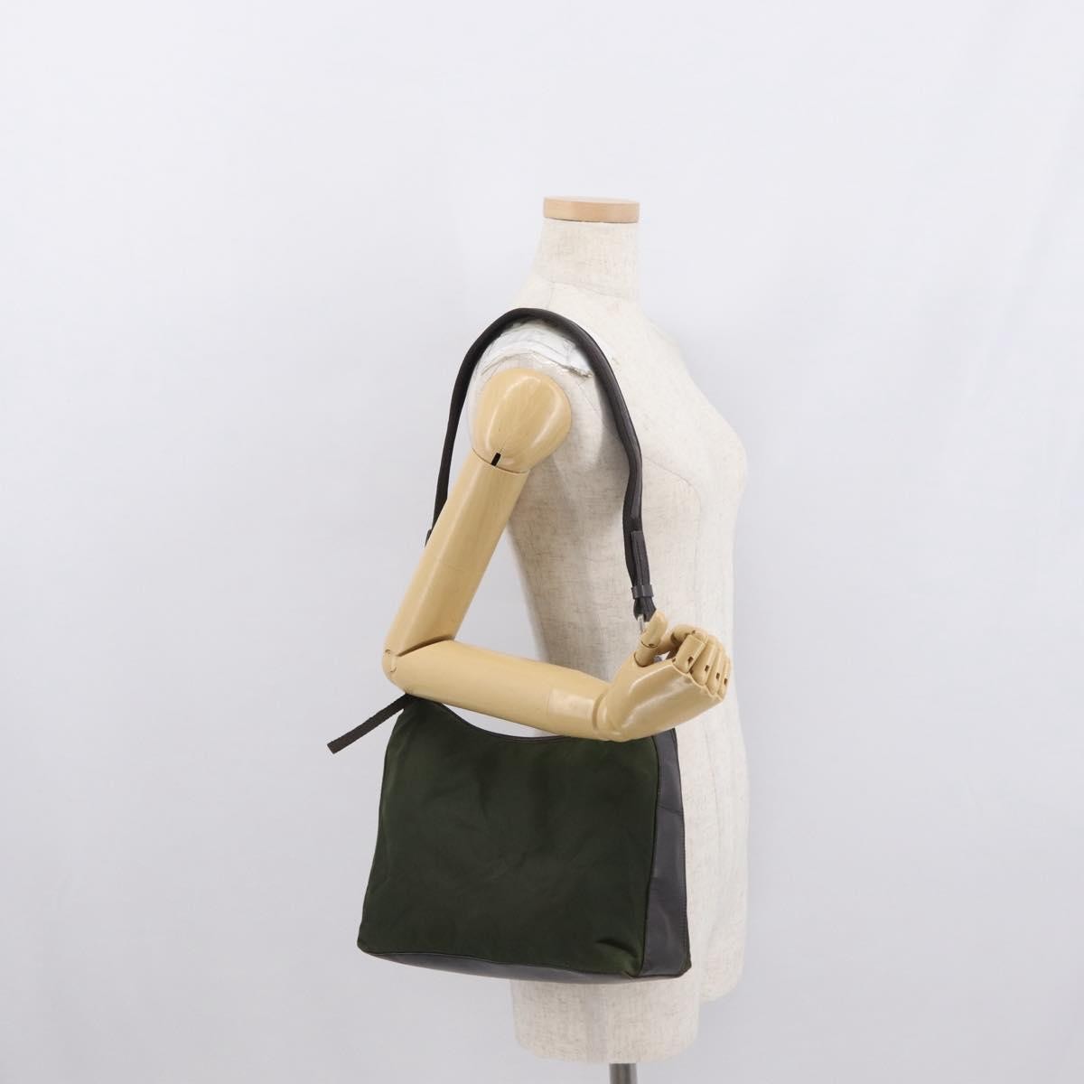 Prada PRADA Shoulder Bag Nylon Khaki Silver Authentic 165486