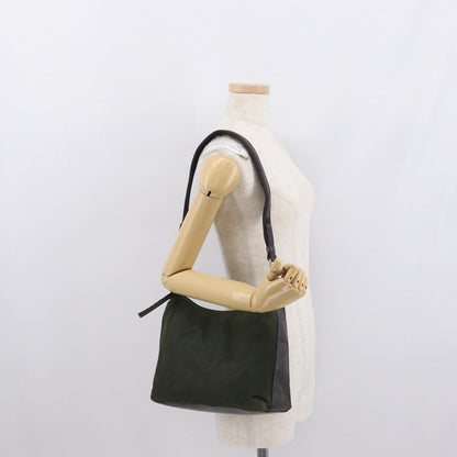 Prada PRADA Shoulder Bag Nylon Khaki Silver Authentic 165486