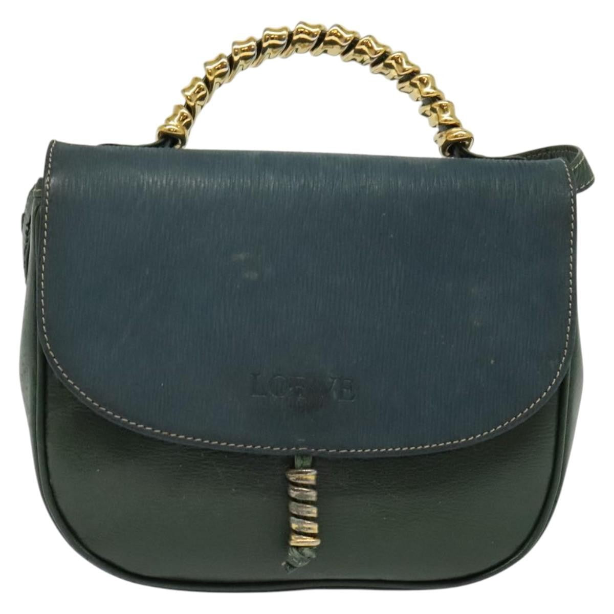 Loewe LOEWE Velazquez Hand Bag Leather 2way Green Gold Authentic ep10716