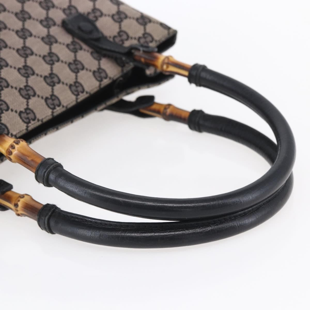 Gucci GUCCI GG Canvas Bamboo Tote Bag Navy 112526 Authentic 154654