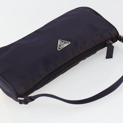 Prada PRADA Pouch Hand Bag Nylon Purple Silver Authentic 175303