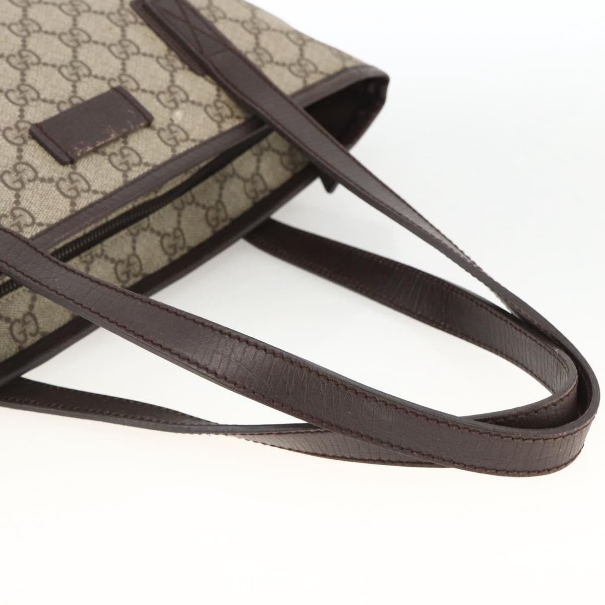 Gucci GUCCI GG Supreme Hand Bag PVC Beige Silver 181086 Authentic ARZ575