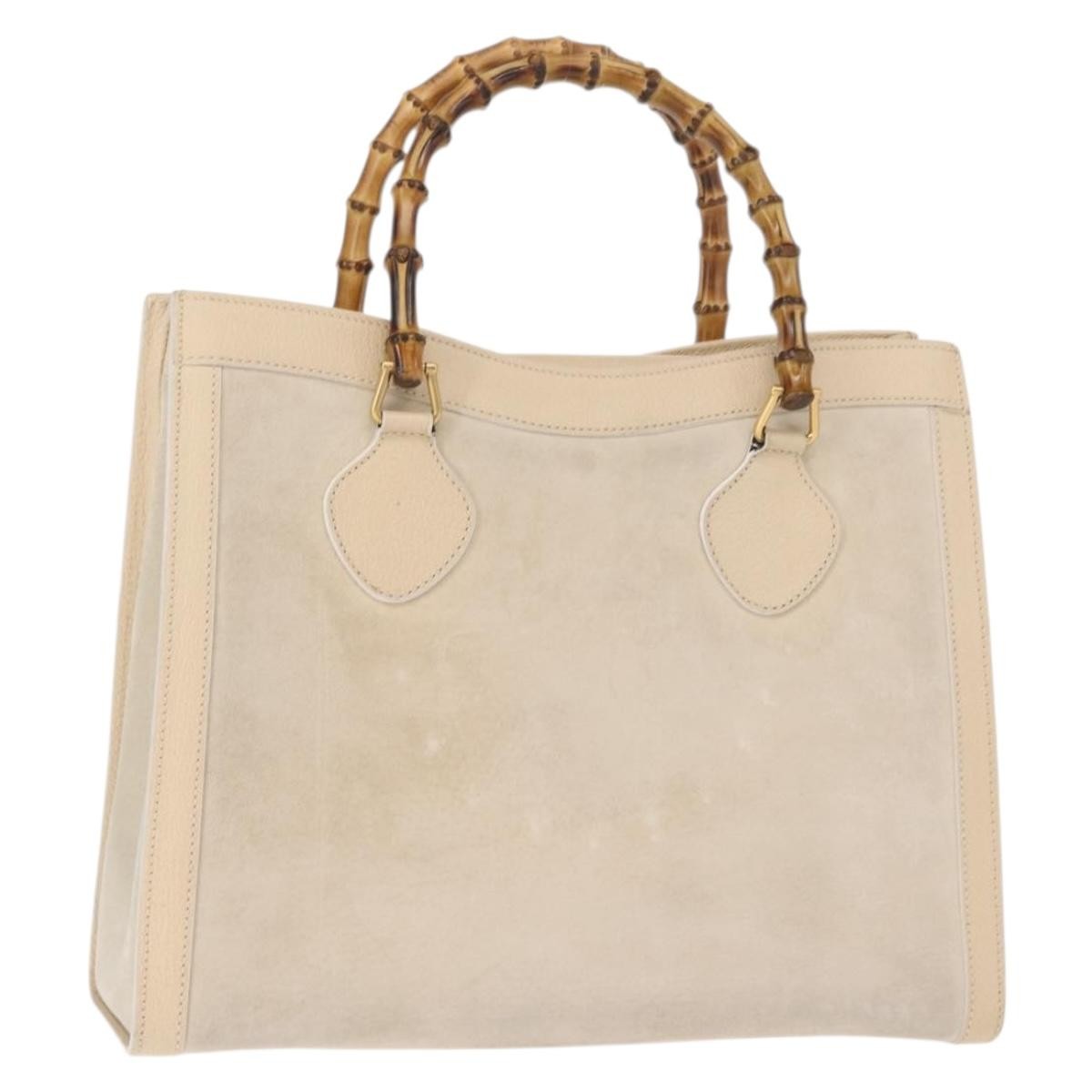Gucci GUCCI Bamboo Hand Bag Suede Light Beige Gold 002 2853 0260 0 Authentic am9506
