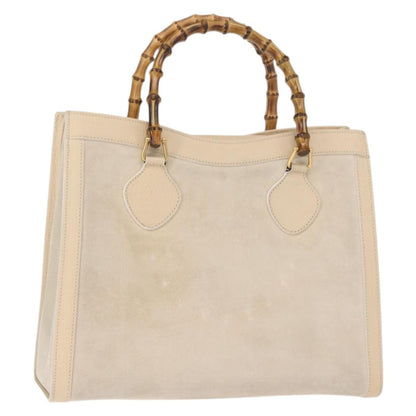 Gucci GUCCI Bamboo Hand Bag Suede Light Beige Gold 002 2853 0260 0 Authentic am9506