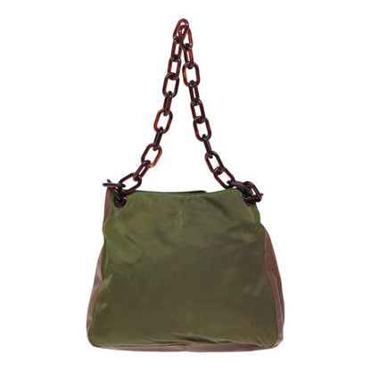 Prada PRADA Shoulder Bag Nylon Leather Green Authentic 89043