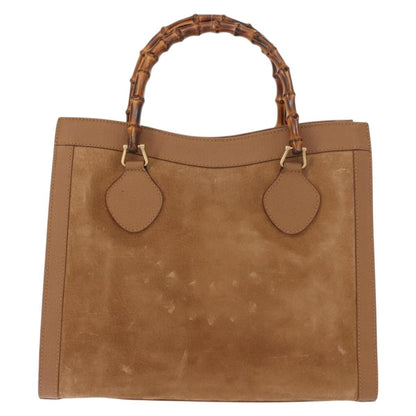 Gucci GUCCI Bamboo Hand Bag Suede Leather Beige Gold 002 123 0260 Authentic ep11567