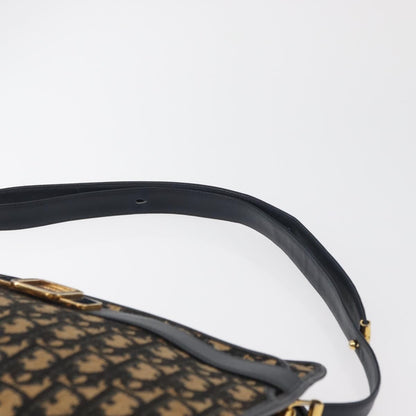 Dior Christian Dior Trotter Canvas Shoulder Bag Navy Gold Authentic 181395
