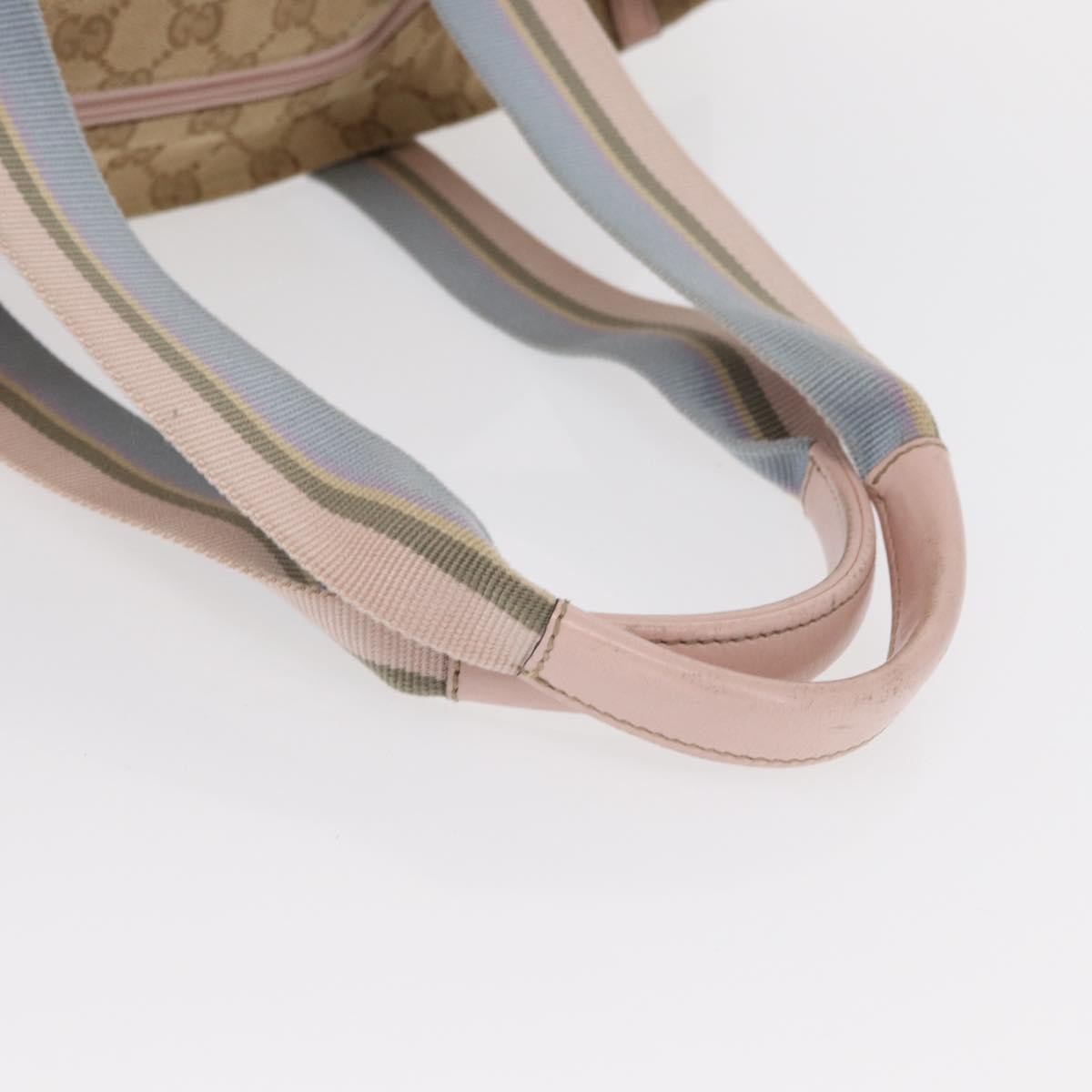 Gucci GUCCI GG Canvas Sherry Line Tote Bag Beige Pink 131230 Authentic 152017