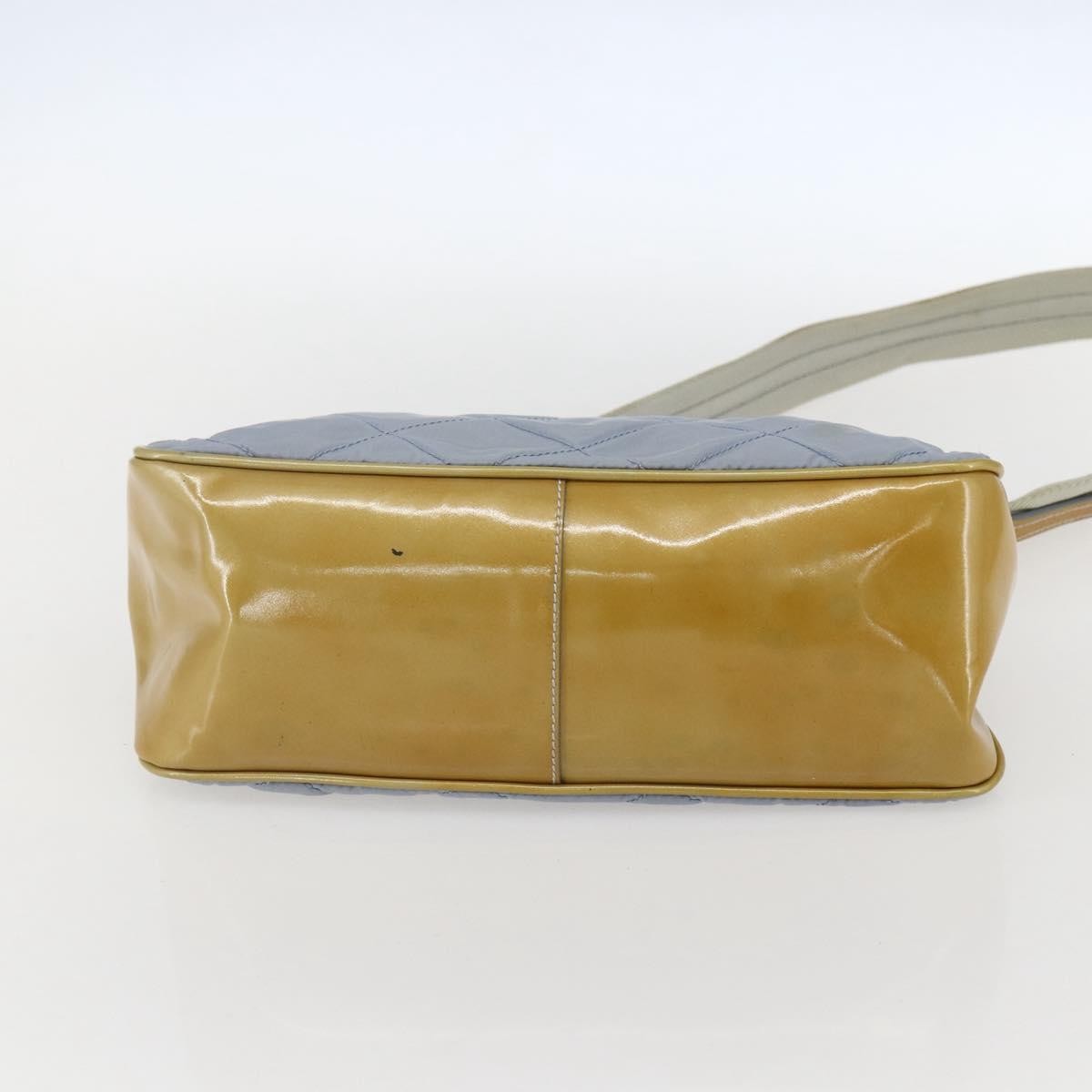Prada PRADA Shoulder Bag Nylon Enamel Light Blue Silver Authentic 160526