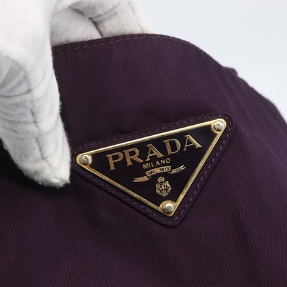 Prada PRADA Hand Bag Nylon Metal Purple Gold Authentic 155415