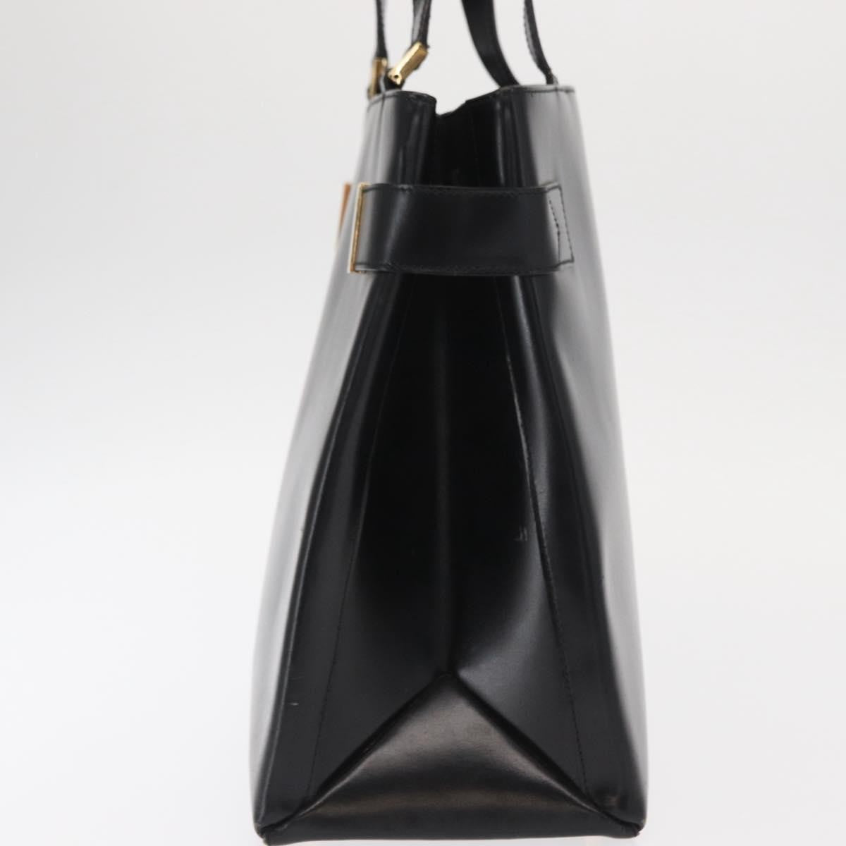 Gucci GUCCI Hand Bag Leather Black Gold Authentic BA9107