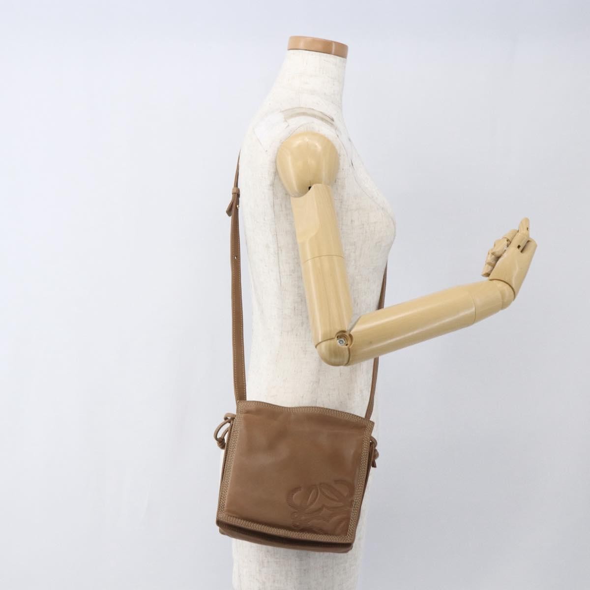 Loewe LOEWE Anagram Shoulder Bag Leather Brown Gold Authentic ep12651