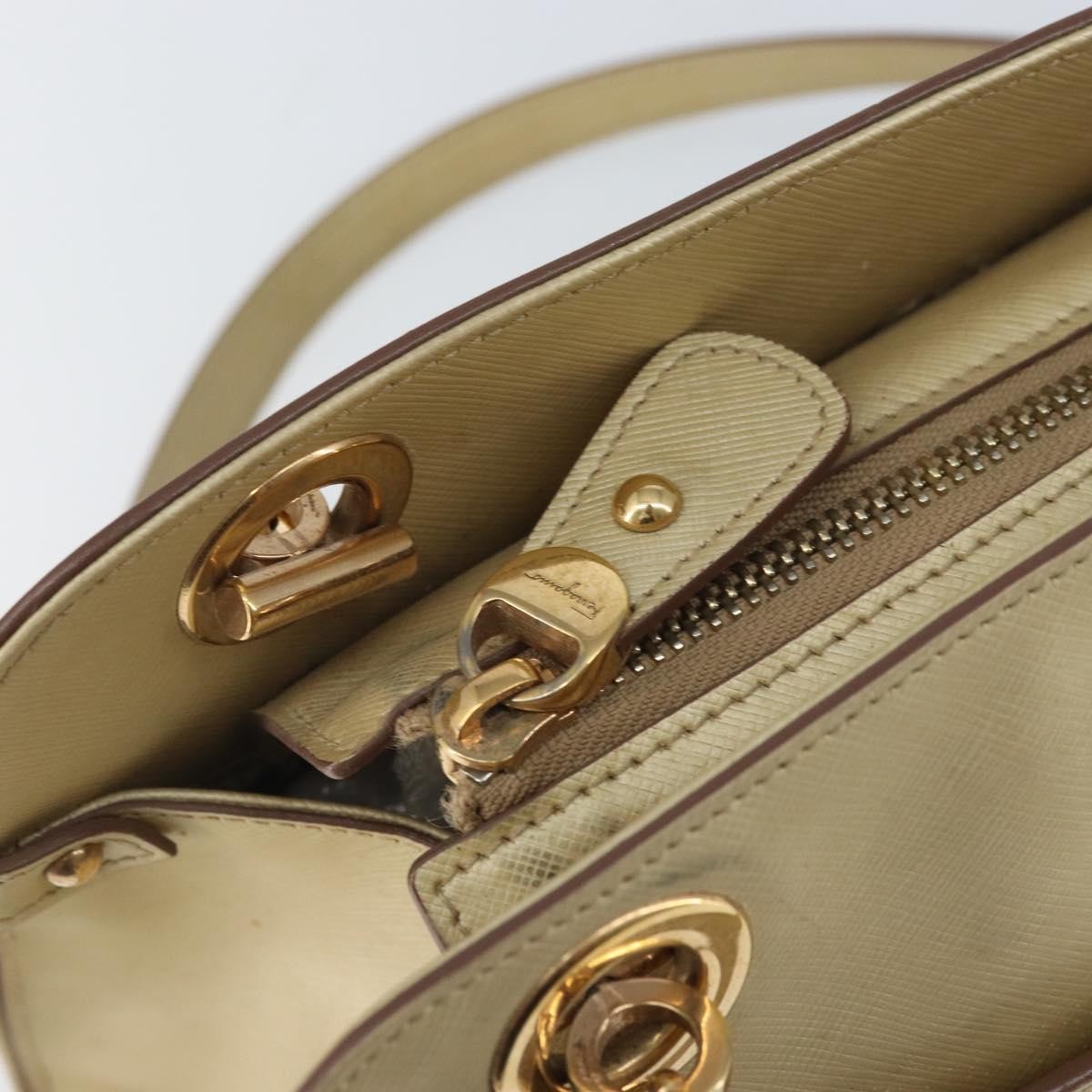 Salvatore Ferragamo Salvatore Ferragamo Gancini Shoulder Bag Leather Gold Authentic 162322