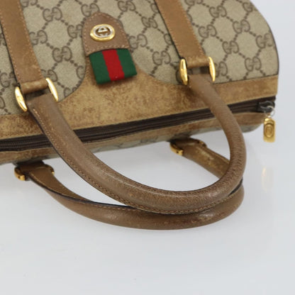 Gucci GUCCI GG Supreme Web Sherry Line Boston Bag PVC Beige Gold 40 02 006 Authentic 144227