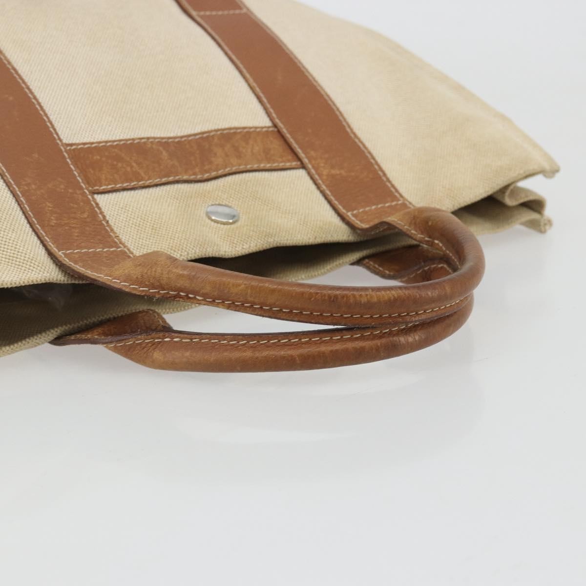 Hermès Hermès HERMES Sac Arne MM Hand Bag Canvas Beige Silver Authentic bs34423
