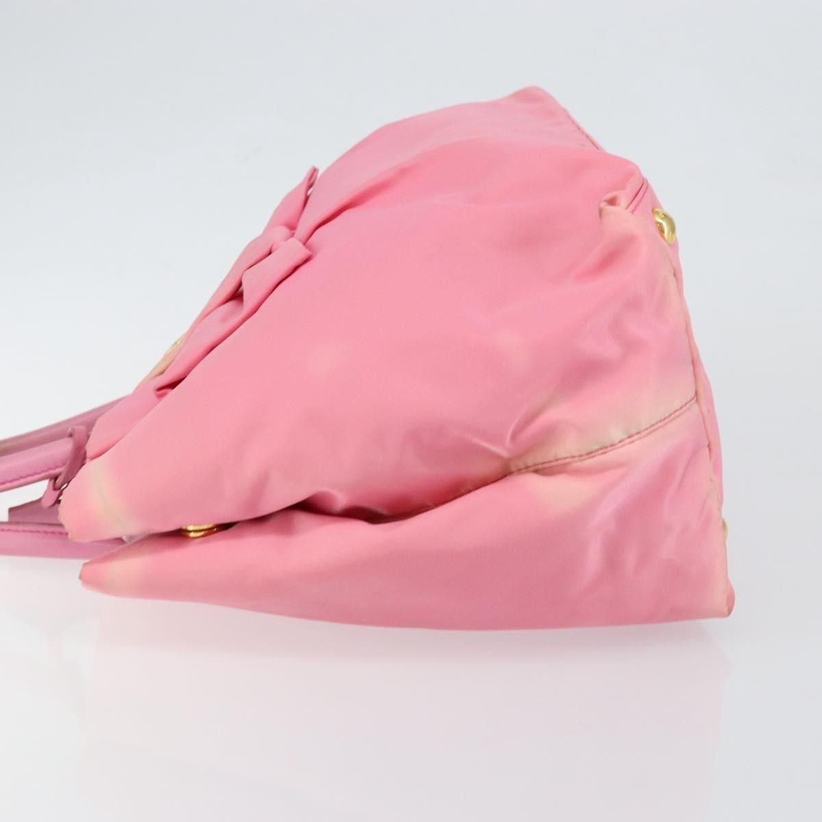 Prada PRADA Hand Bag Nylon Pink Gold Authentic 146881