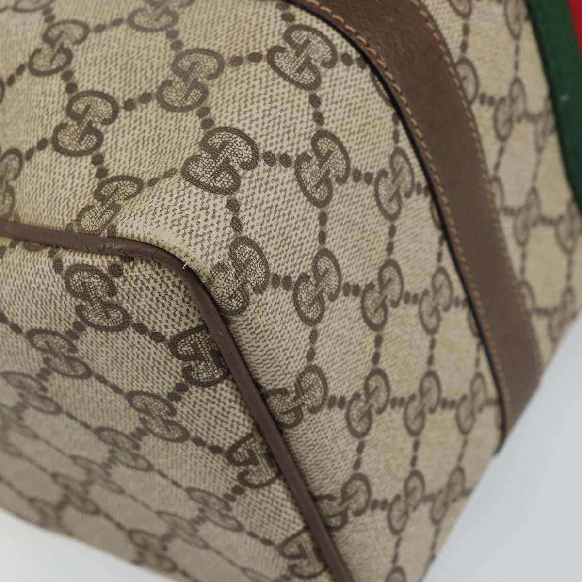 Gucci GUCCI GG Supreme Web Sherry Line Boston Bag PVC Beige Gold 010 378 Authentic 159328