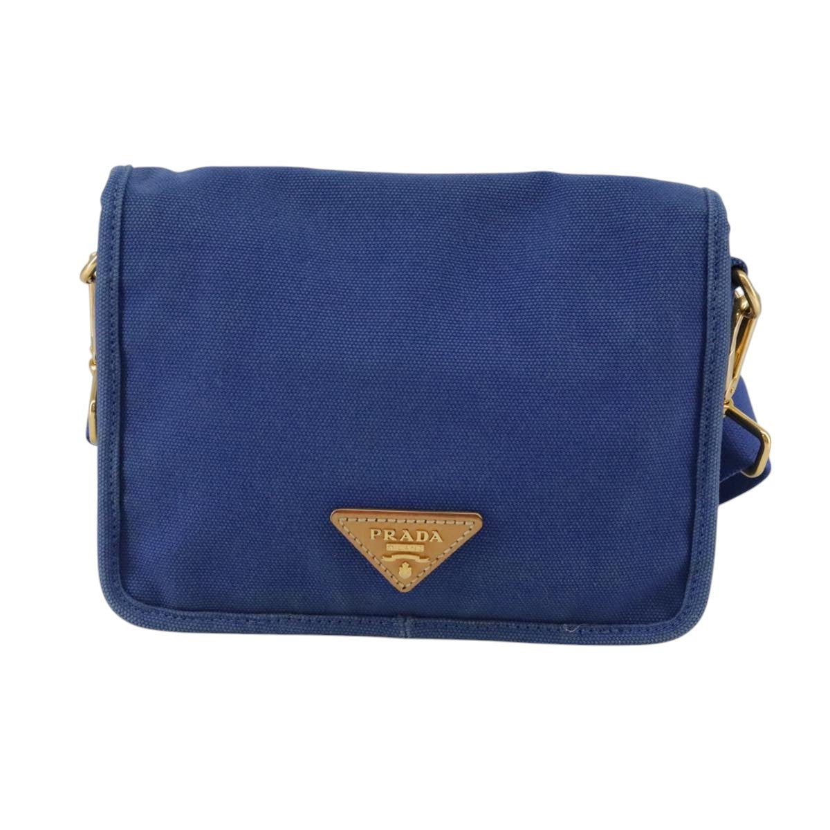 Prada PRADA Shoulder Bag Canvas Blue Authentic 111326