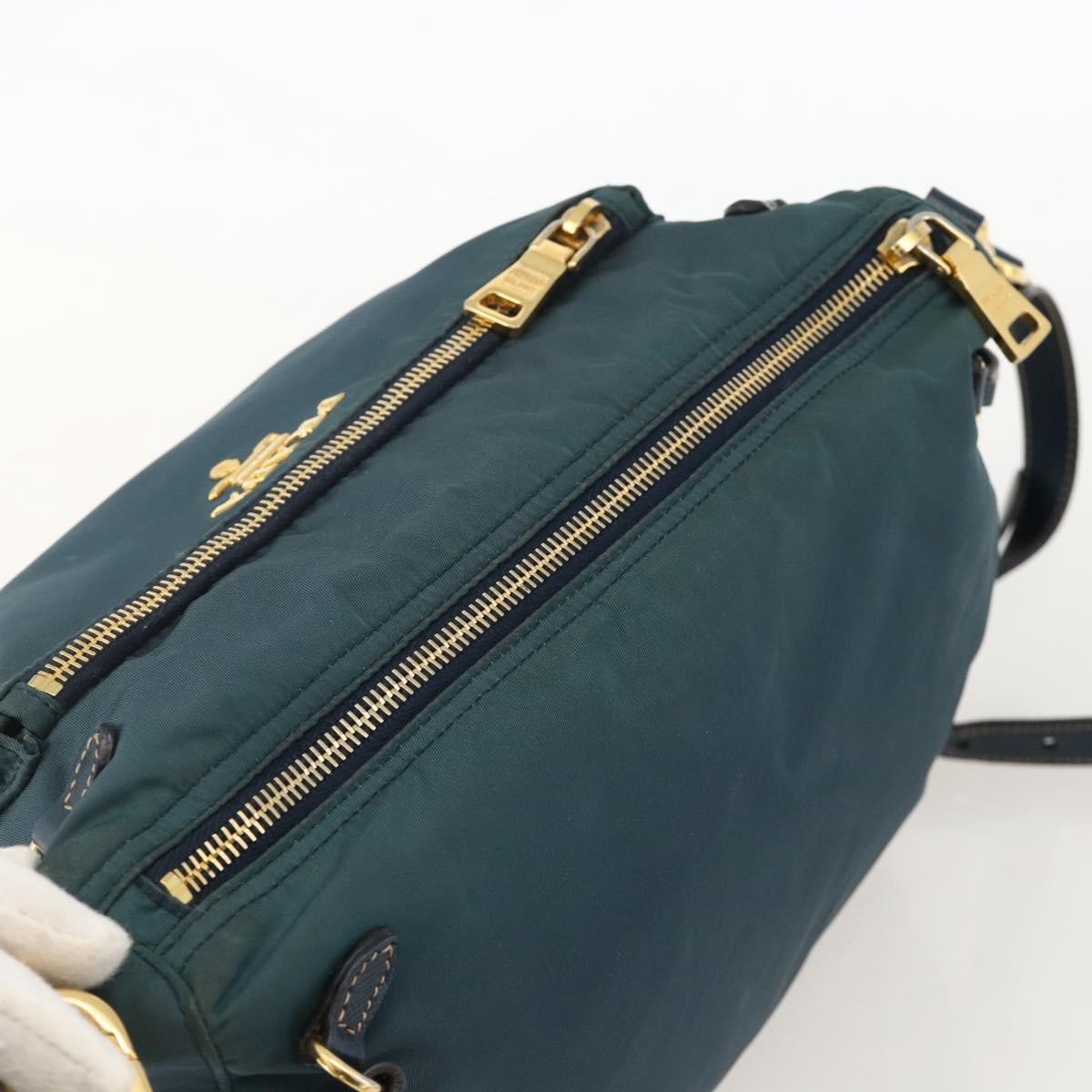 Prada PRADA Shoulder Bag Nylon Green Gold Authentic YKZ1088