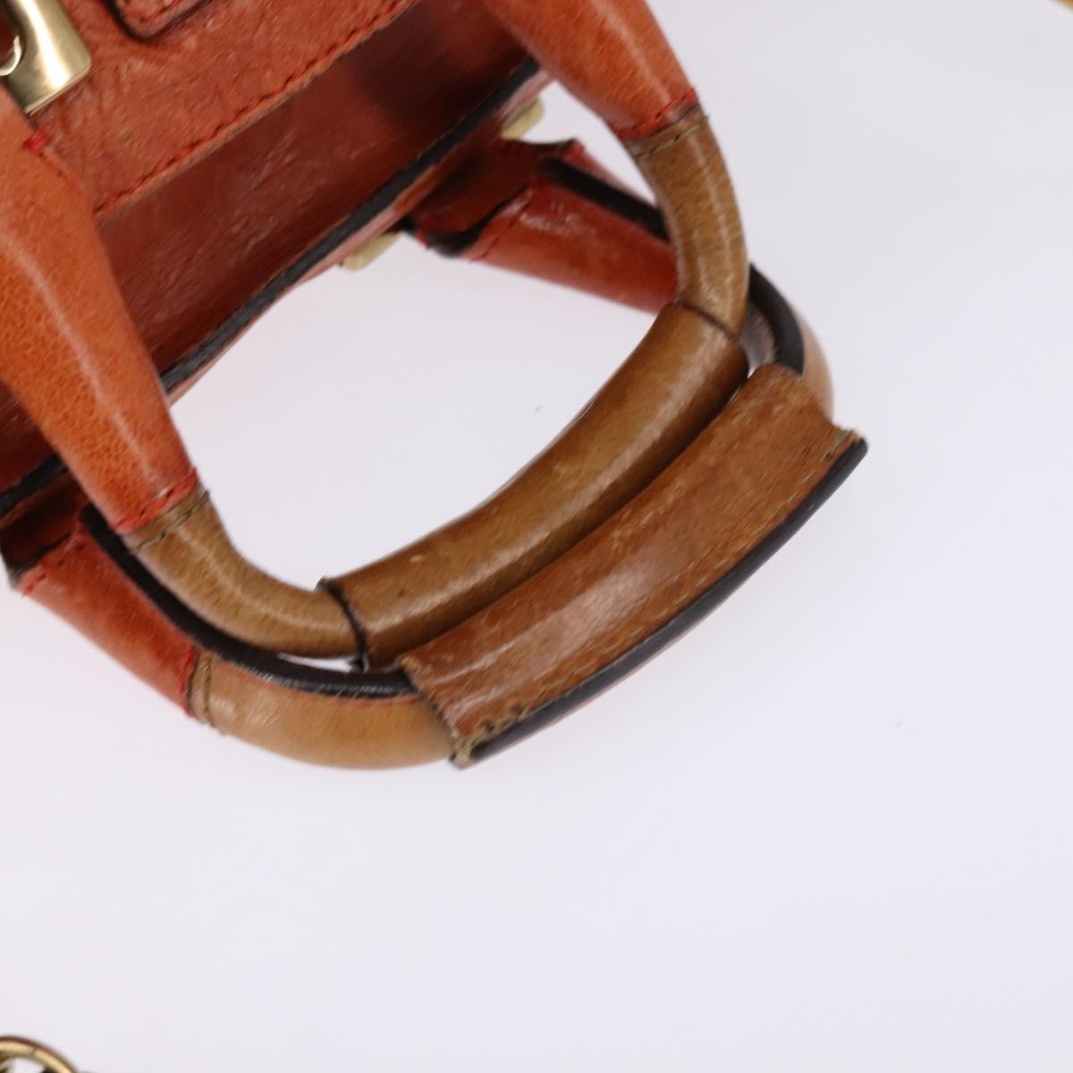 Chloé Chloé Chloe Etel Hand Bag Leather 2way Orange Gold Authentic am9029