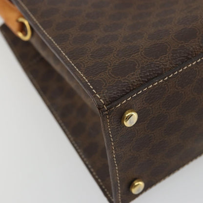 Celine CELINE Macadam Canvas Hand Bag PVC Leather Brown Gold Authentic YKZ1290